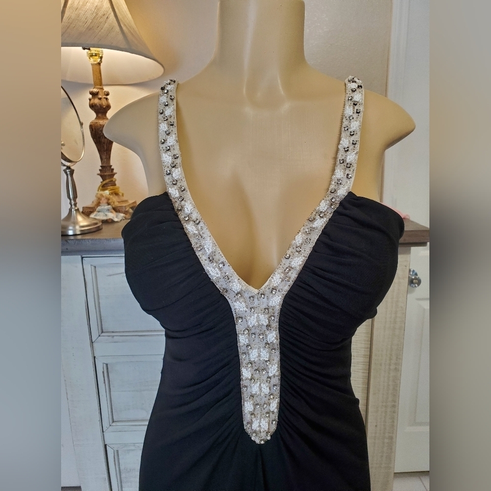 JS Boutique Black Strapless Dress with Silver Accents - Picture 2 of 9